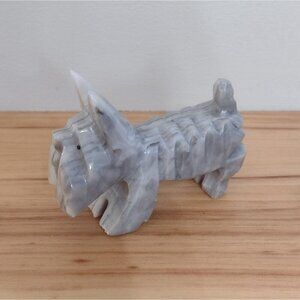 Vintage Carved Gray Onyx Stone Scottie Scotty Dog Figurine Standing